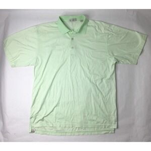 Peter‎ Millar Mens Large Short Sleeve Green Striped Polo Shirt T